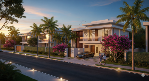 Poucas casas em Jurerê Internacional tem muros: jardins ficam expostos e mostram sua beleza